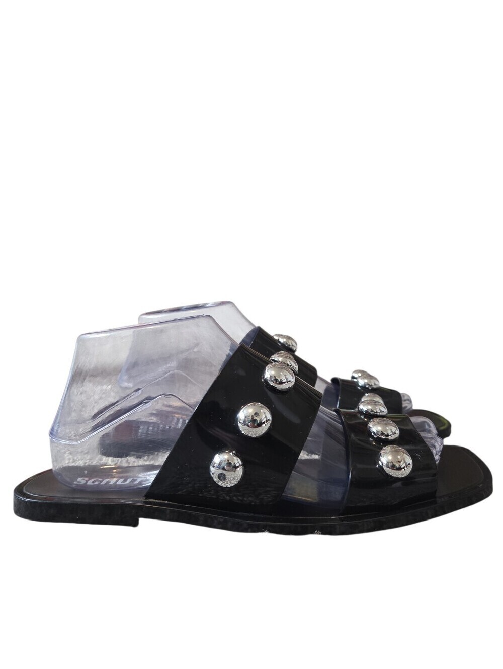 SCHUTZ Lizzie Studded Black Jelly Sandals 9 - Picture 2 of 13